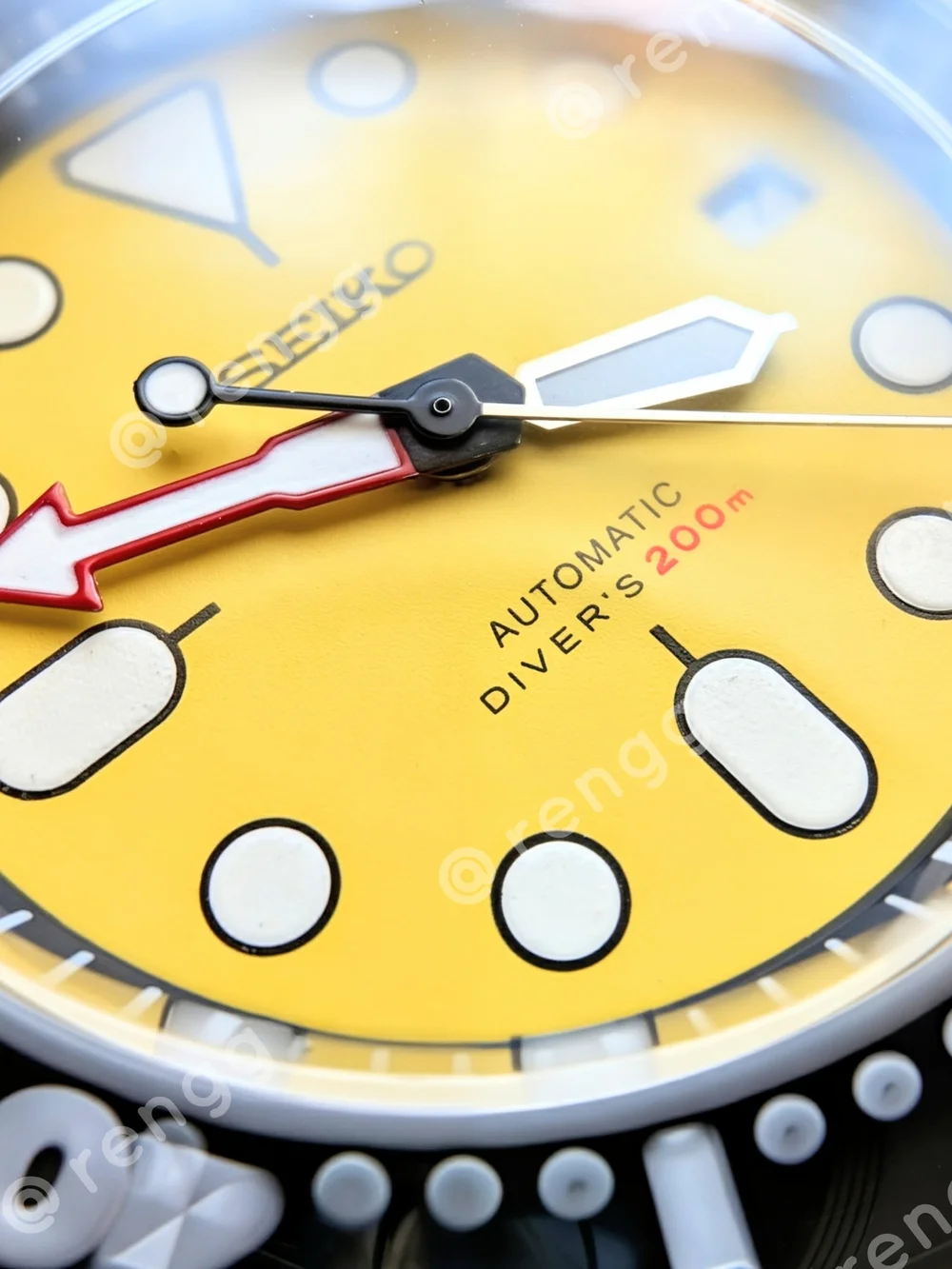 42mm Automatic Seiko Black Yellow  Diver's Mod Watch Sapphire